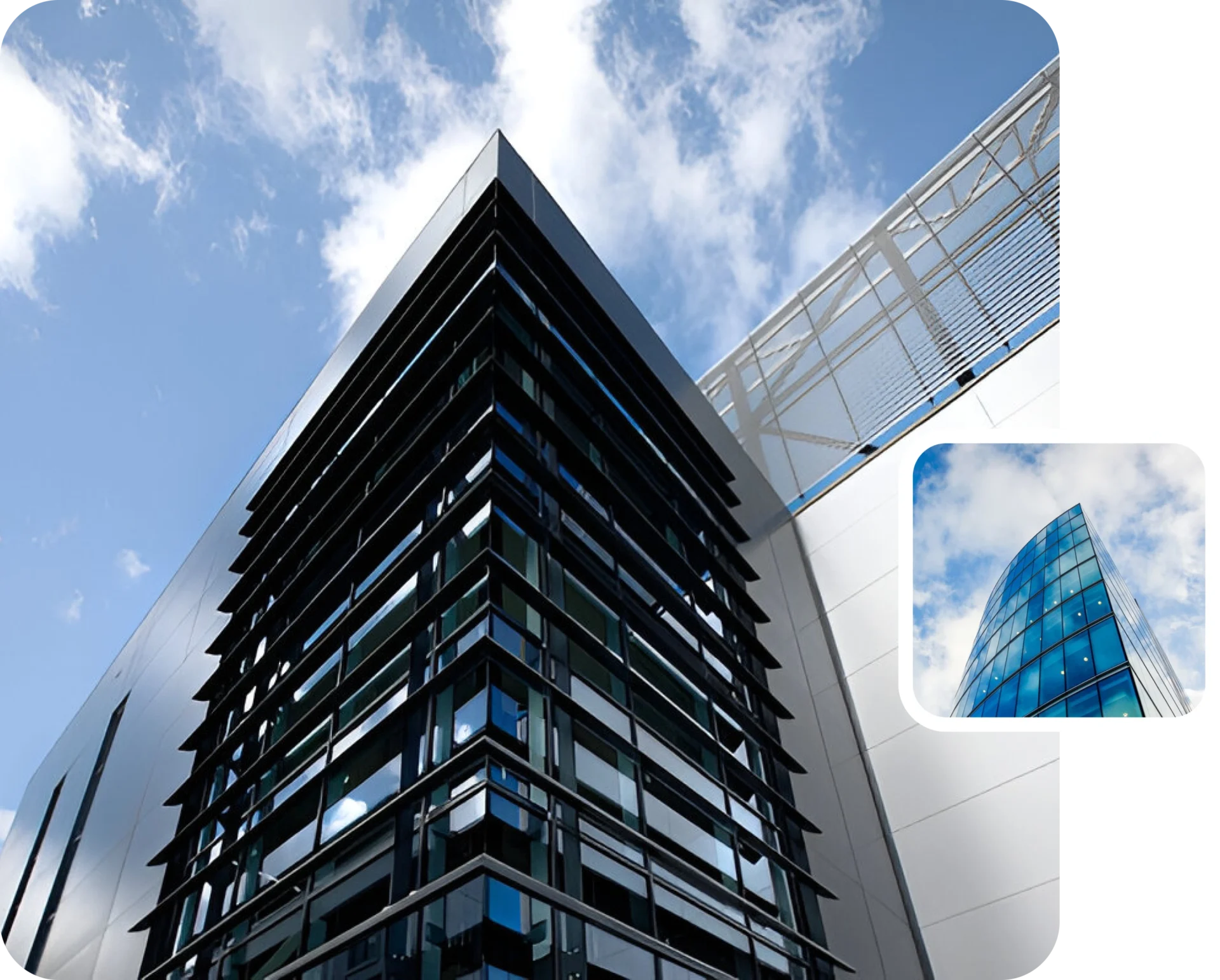 A building with a sky background and some clouds