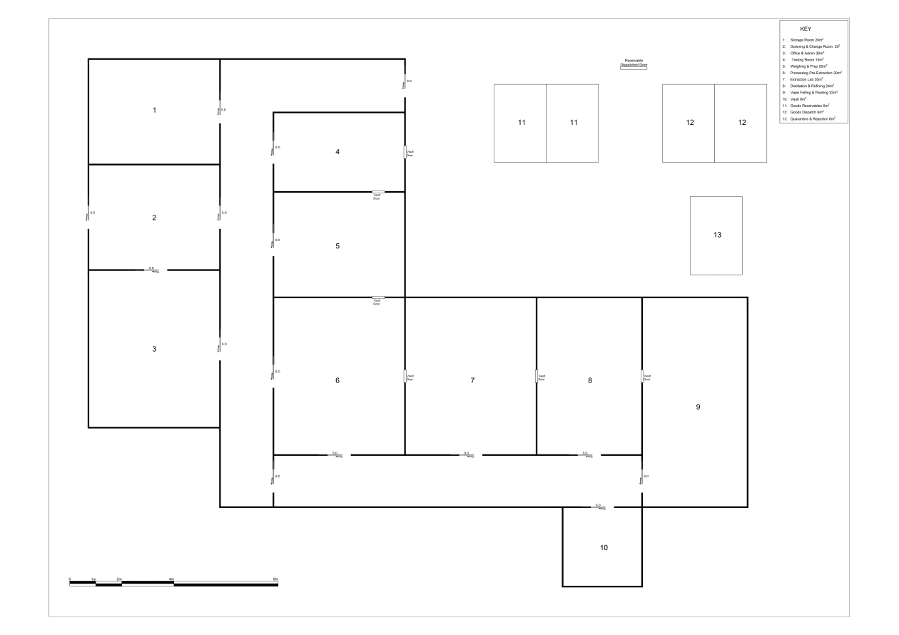 A floor plan of the building with many windows.