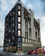 A large building with many windows and balconies.